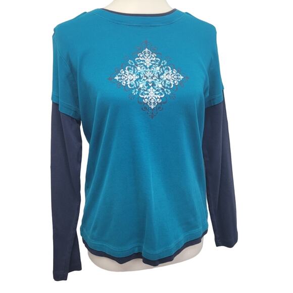 SJB Active Womens Petite Large 100% Cotton Long Sleeve Crew Neck Tee Shirt - Picture 1 of 5